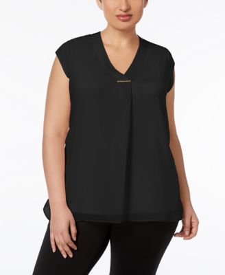 Calvin Klein - Plus Size Draped Cap-Sleeve Blouse