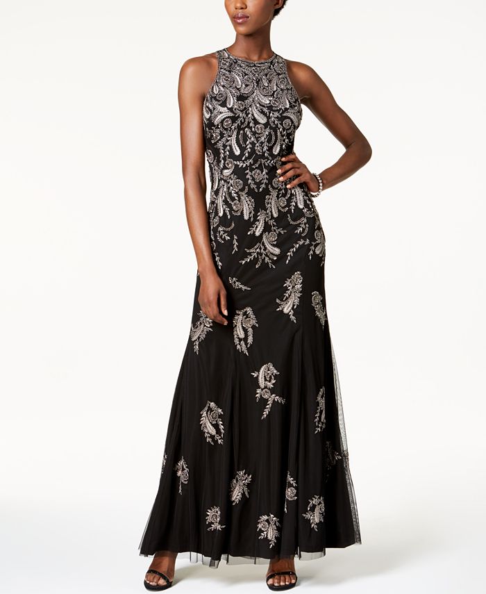 Adrianna Papell Beaded Paisley Gown - Macy's