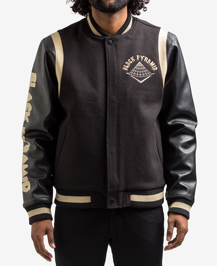 Black Pyramid Men's Drip Logo Varsity Jacket - Macy's