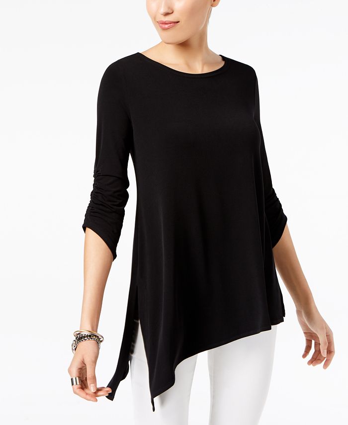 Alfani Asymmetrical Hem Ruched Top Created for Macy s Macy s