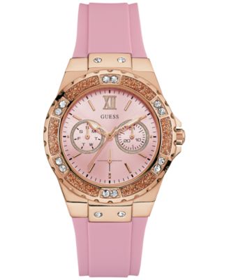 GUESS - Women's Pink Silicone Strap Watch 40mm