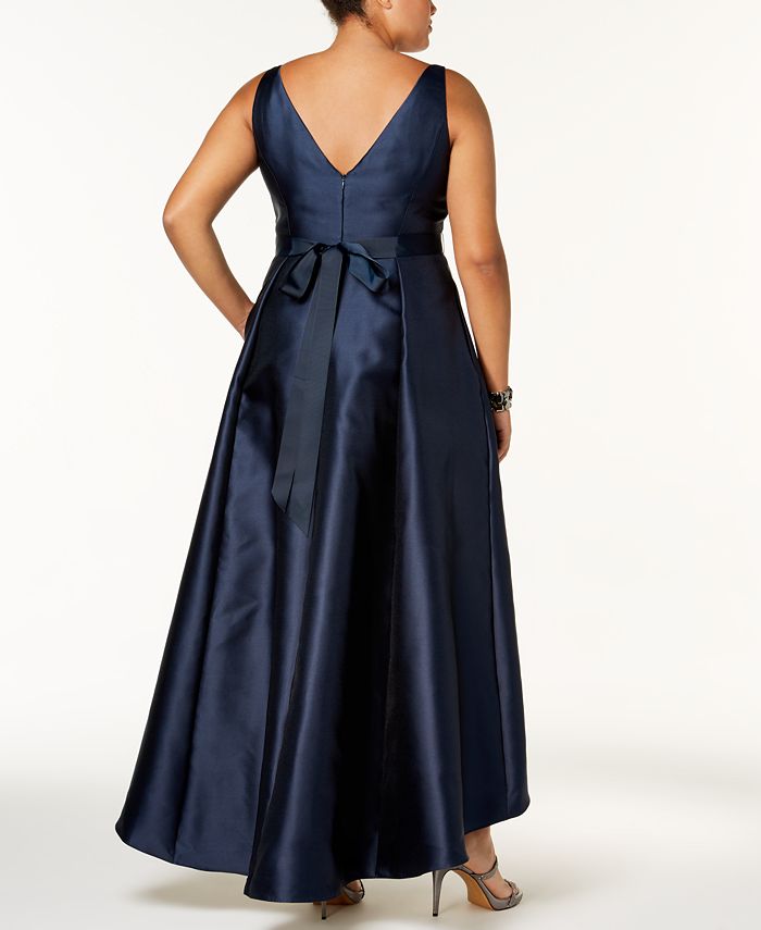 Adrianna Papell Plus Size Belted High-Low Gown - Macy's
