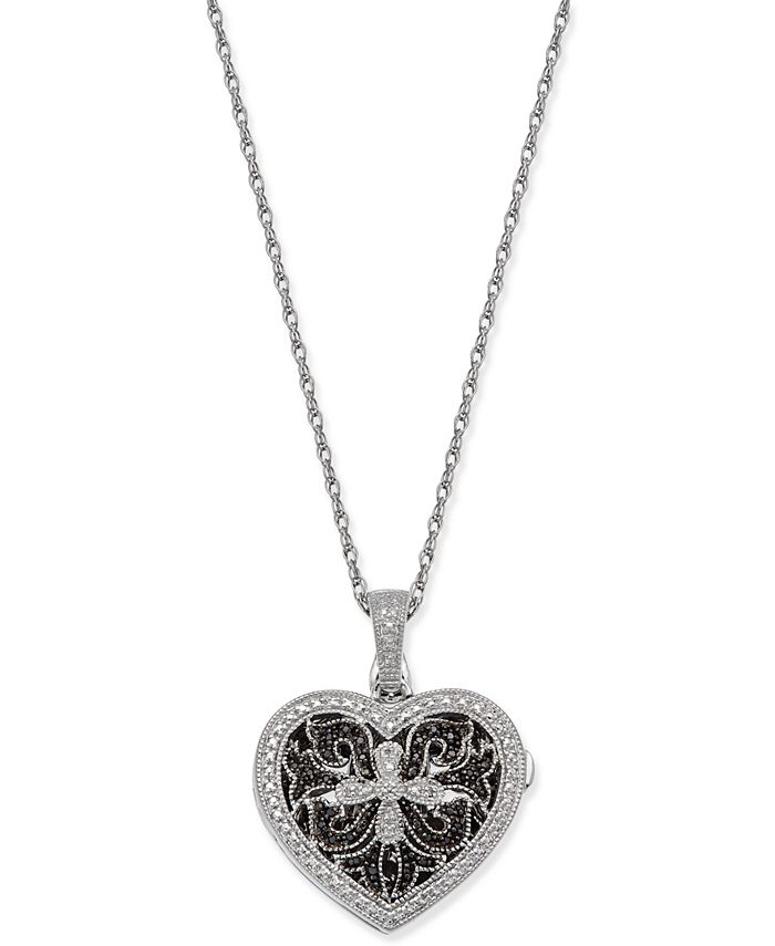 Macy's Diamond Locket Pendant Necklace (1/10 ct. t.w.) in Sterling
