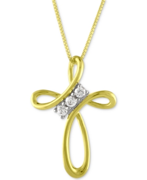image of Diamond Cross Pendant Necklace (1/10 ct. t.w.) in 10k Gold