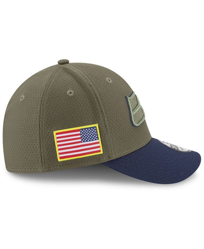 Casquette 39THIRTY Flex New Era pour homme, camouflage/vert foncé, Seattle Seahawks 2025 Salute to Service