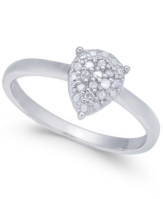 Macy's - Diamond Cluster Teardrop Ring (1/10 ct. t.w.) in Sterling Silver