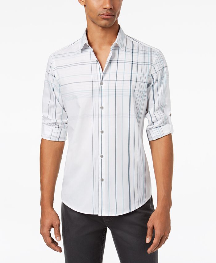 Alfani Men's Baldwin Linear Check-Print Shirt, Created for Macy's ...