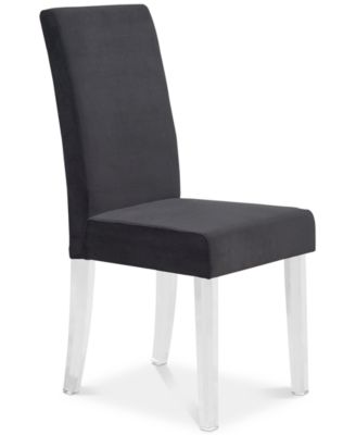 Dalia Modern and Contemporary Dining Chair in Black Velvet with Acrylic Legs - Set of 2