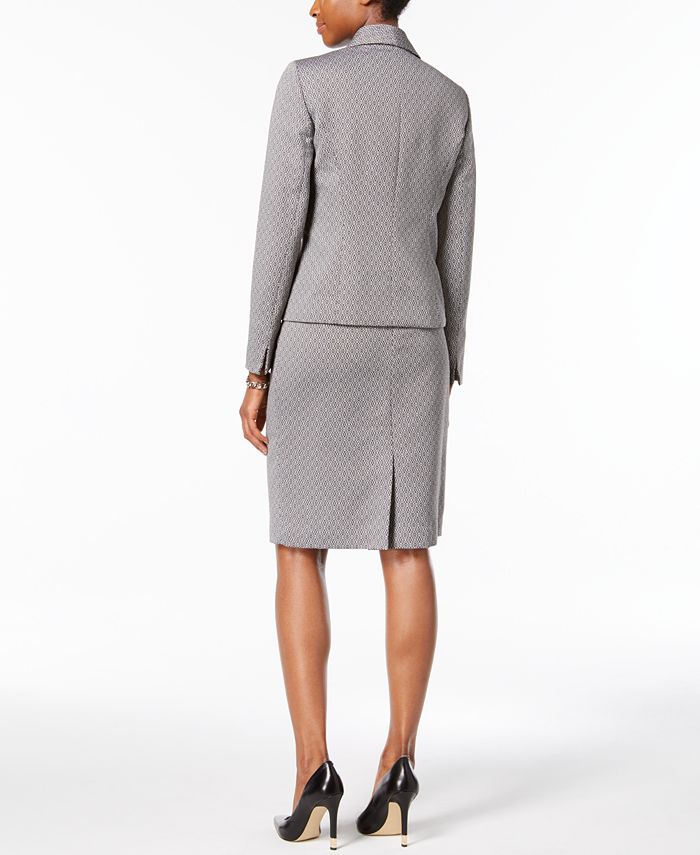 Le Suit Printed Three-Button Skirt Suit - Macy's