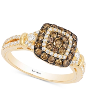 image of Le Vian Chocolatier Diamond Square Halo Ring (7/8 ct. t.w.) in 14k Gold
