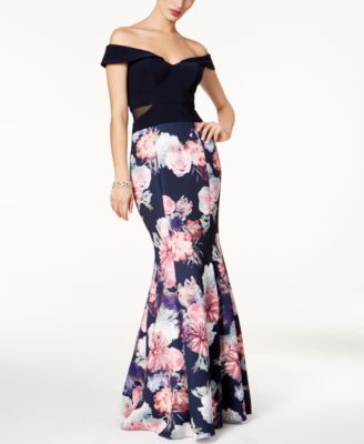 macy's xscape off the shoulder dress