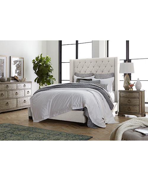 Monroe Upholstered Bedroom Furniture 3 Pc Set Queen Bed Nightstand Dresser Created For Macy S