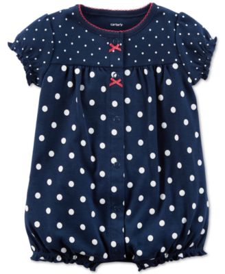 Carter's - Dot-Print Strawberry Cotton Romper, Baby Girls (0-24 months)
