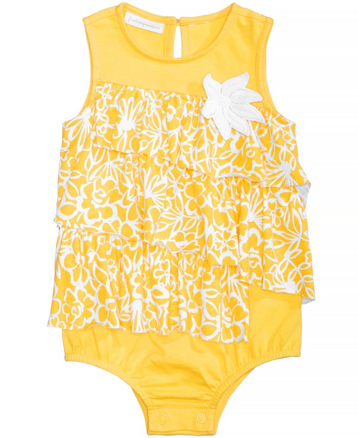 First Impressions Floral-Print Ruffled Cotton Romper, Baby Girls ...