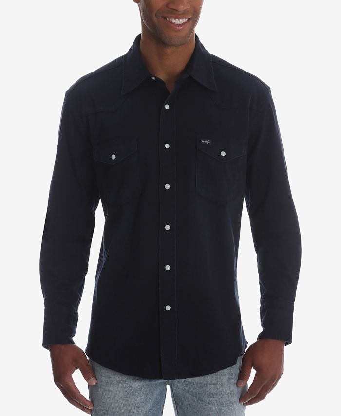 Wrangler Men's Authentic Western Long Sleeve Twill Shirt & Reviews - Casual  Button-Down Shirts - Men - Macy's