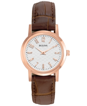 Bulova Women's Brown Leather Strap Watch 27mm 97L121