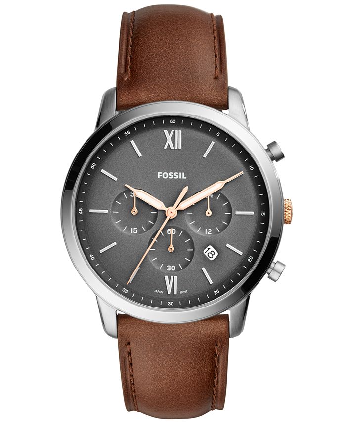Fossil Men's Neutra Chronograph Light Brown Leather Strap Watch 44mm ...