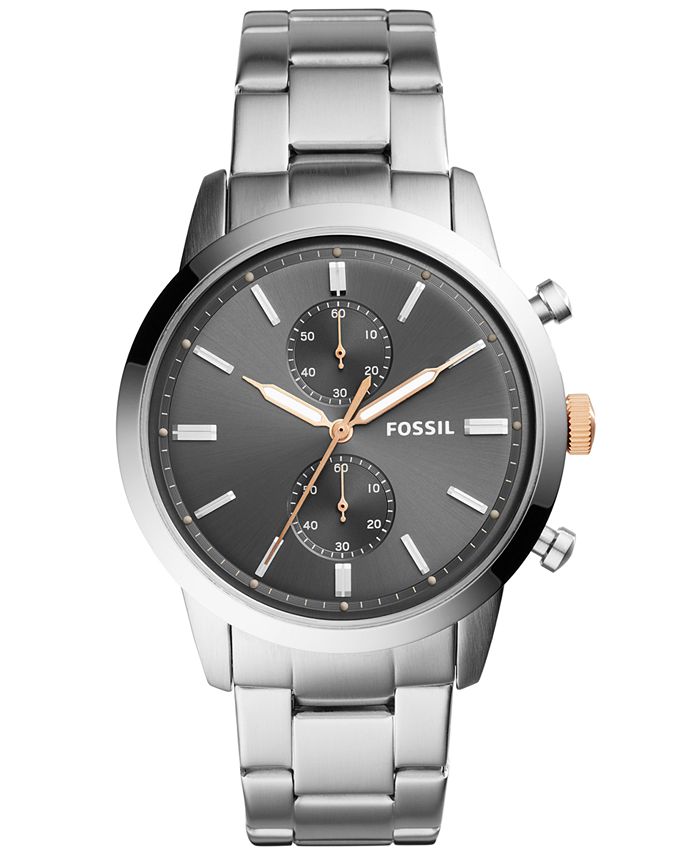 Fossil men's chronograph townsman black stainless steel bracelet watch 44mm sale