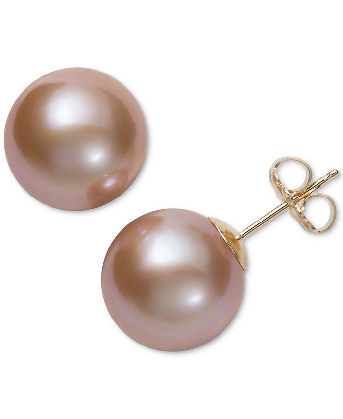 Belle de Mer - Pink Cultured Freshwater Pearl (11mm) Stud Earrings in 14k Gold