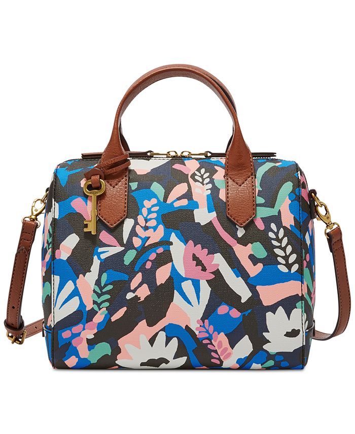 Fossil Fiona Small Printed Satchel - Macy's