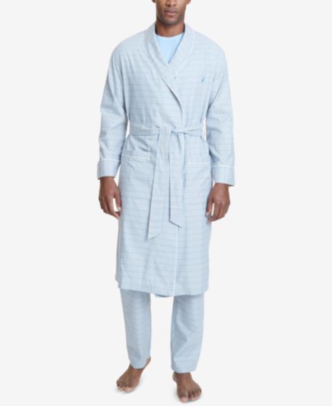 Халат Windowpane для мужчин, хлопок — Nautica, цвет: Светлый синий