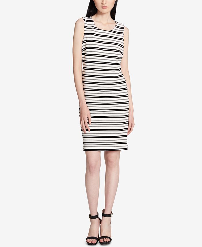 Calvin Klein Striped Sleeveless Sheath Dress & Reviews - Dresses ...