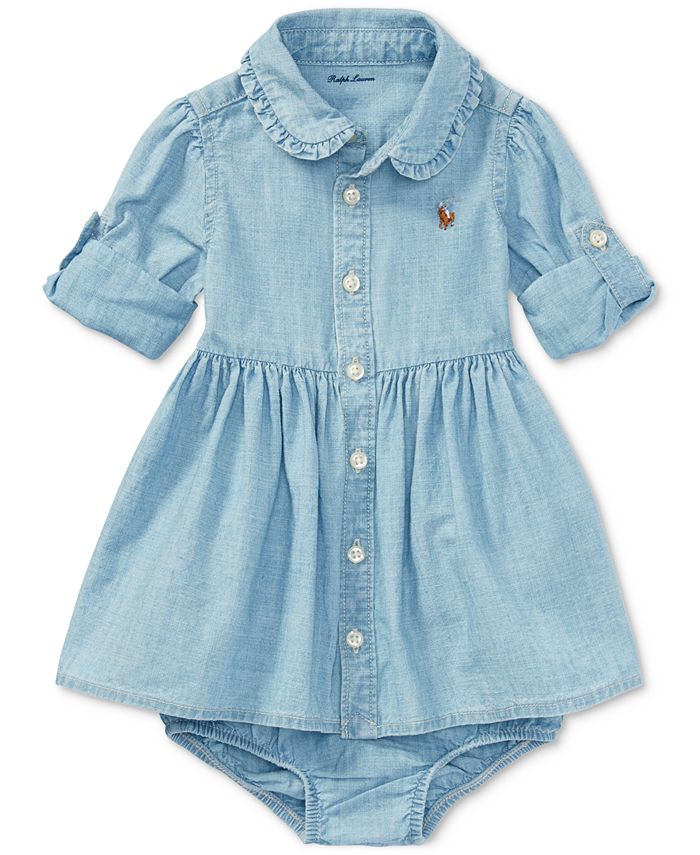 Ralph Lauren Chambray Cotton Shirtdress, Baby Girls - Macy's