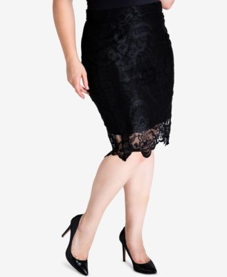 plus size lace pencil skirt