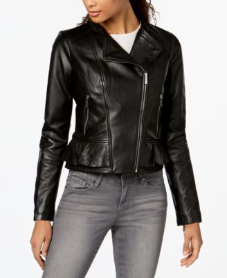 mk leather moto jacket