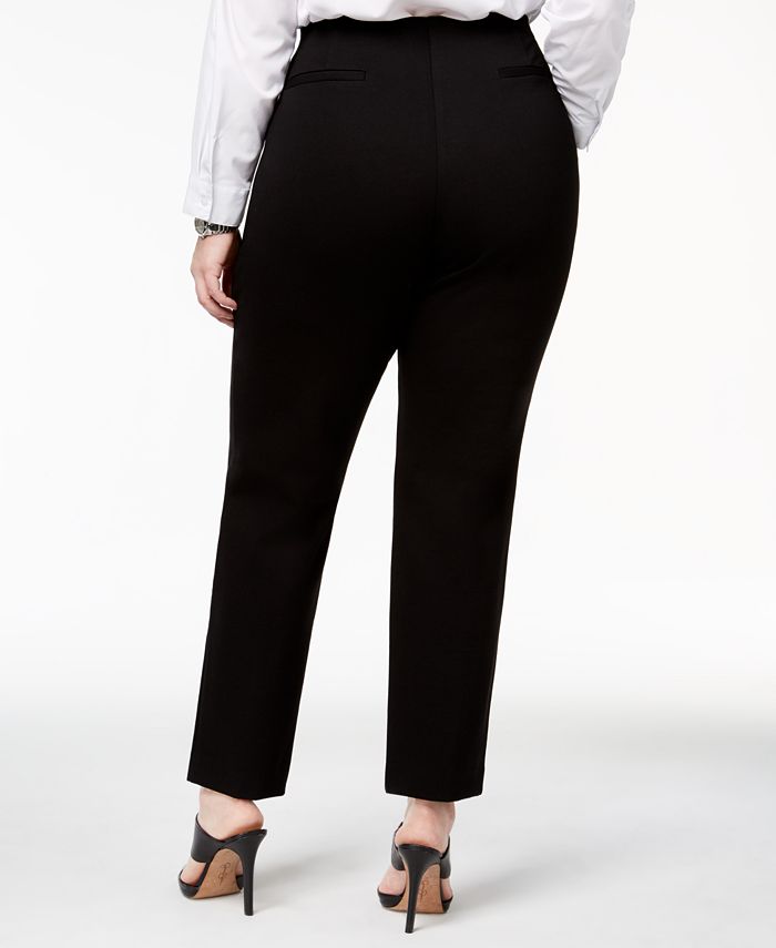 Alfani Plus Size Faux-Leather-Trim Skinny Knit Pants, Created for Macy ...