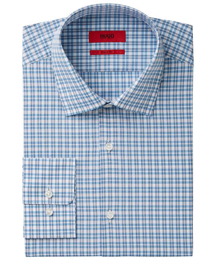 Hugo Boss HUGO Men's Fitted Blue Check Dress Shirt Macy's