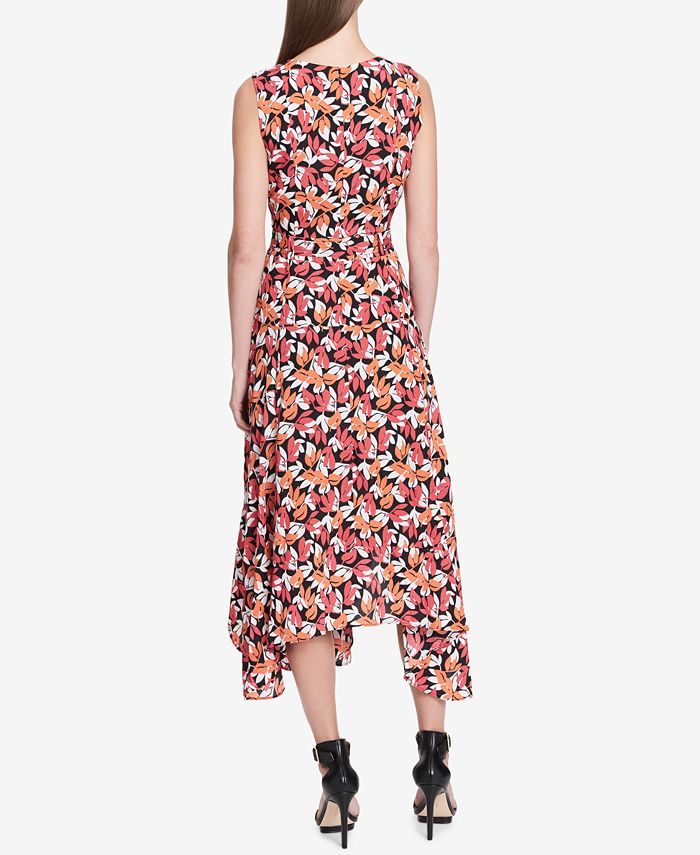 Calvin Klein Printed Belted Dress - Macy's