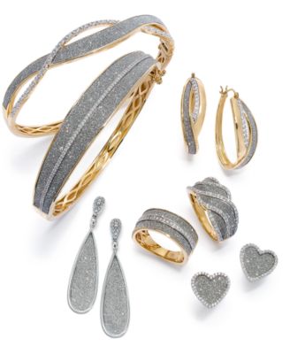 Diamond Glitter Heart Stud Earrings (1/4 ct. t.w.) in Sterling Silver