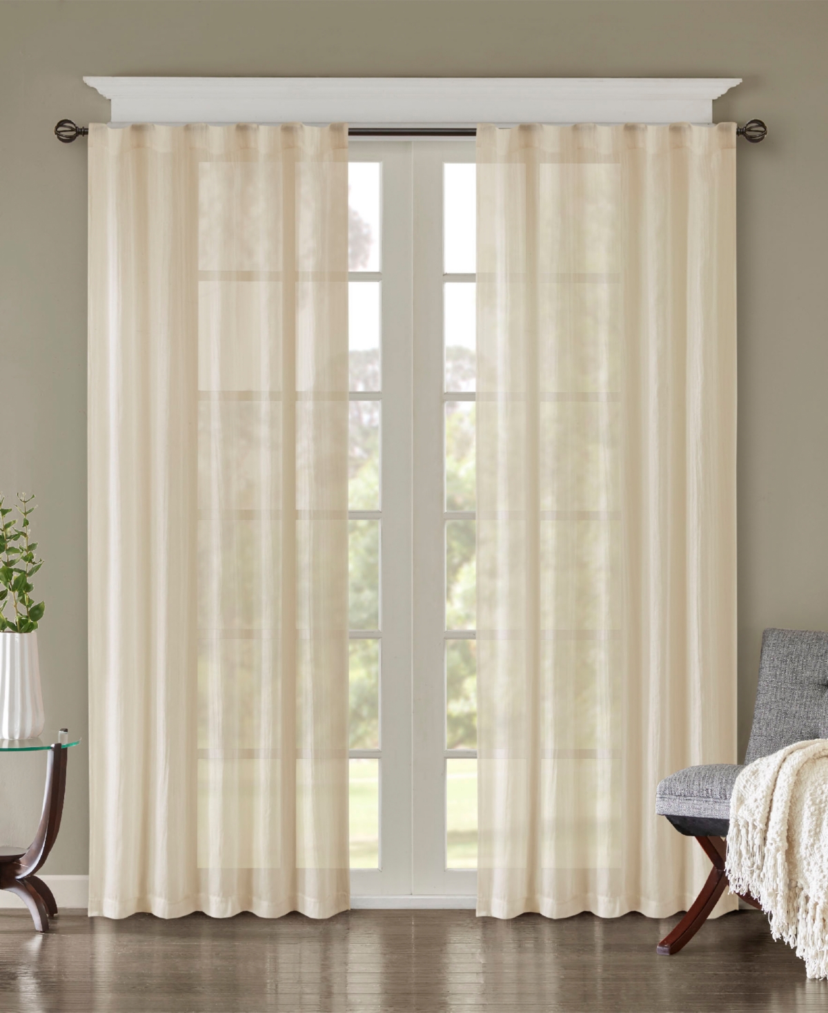 Madison Park Harper Solid Crushed Curtain Panel Pair, 42