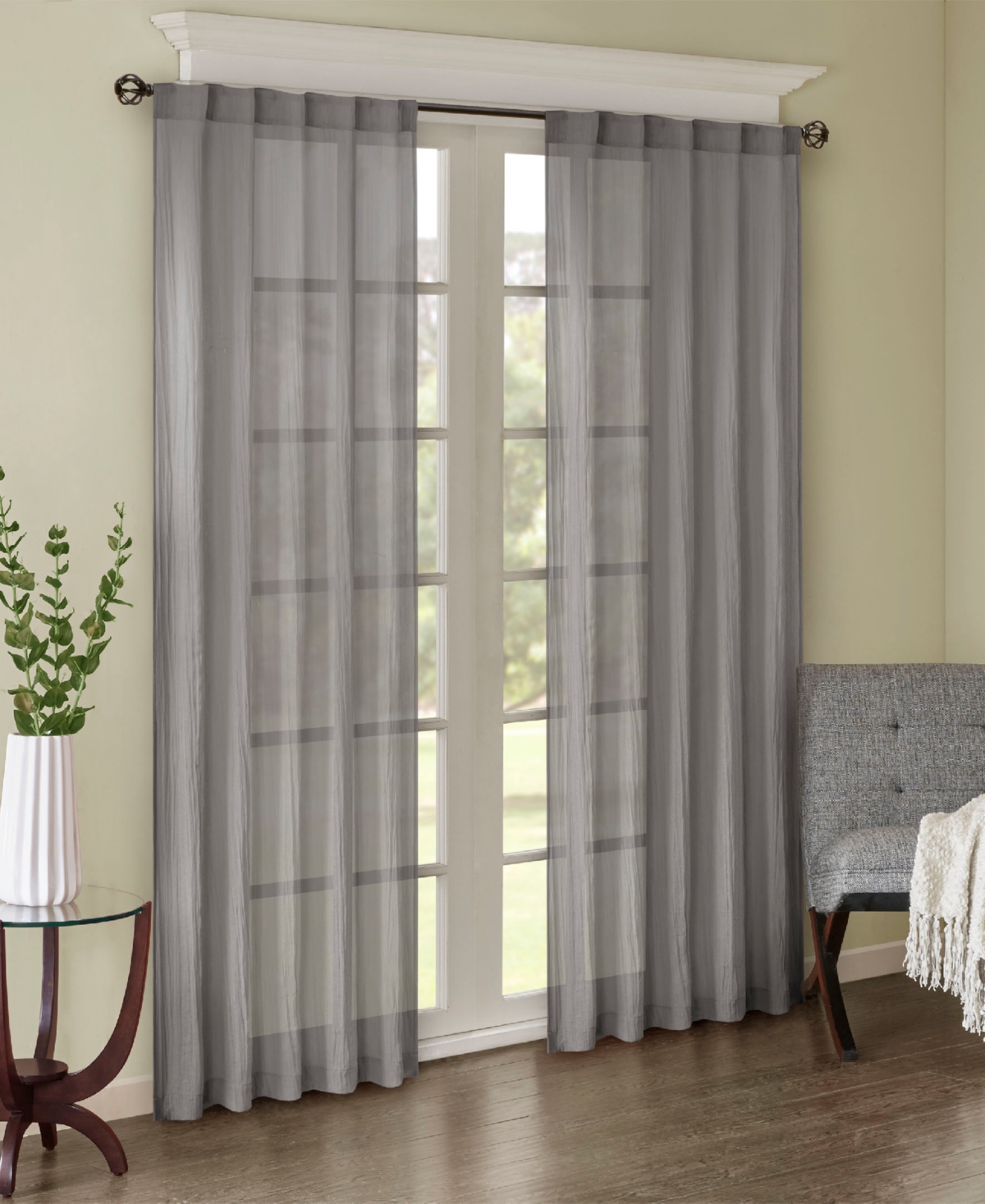 Harper Solid Crushed Curtain Panel Pair, 42"W x 95"L - Taupe