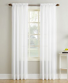 51 x 24 Erica Crushed Texture Sheer Voile Beaded Ascot Rod Pocket Curtain Valance Silver Gray inches