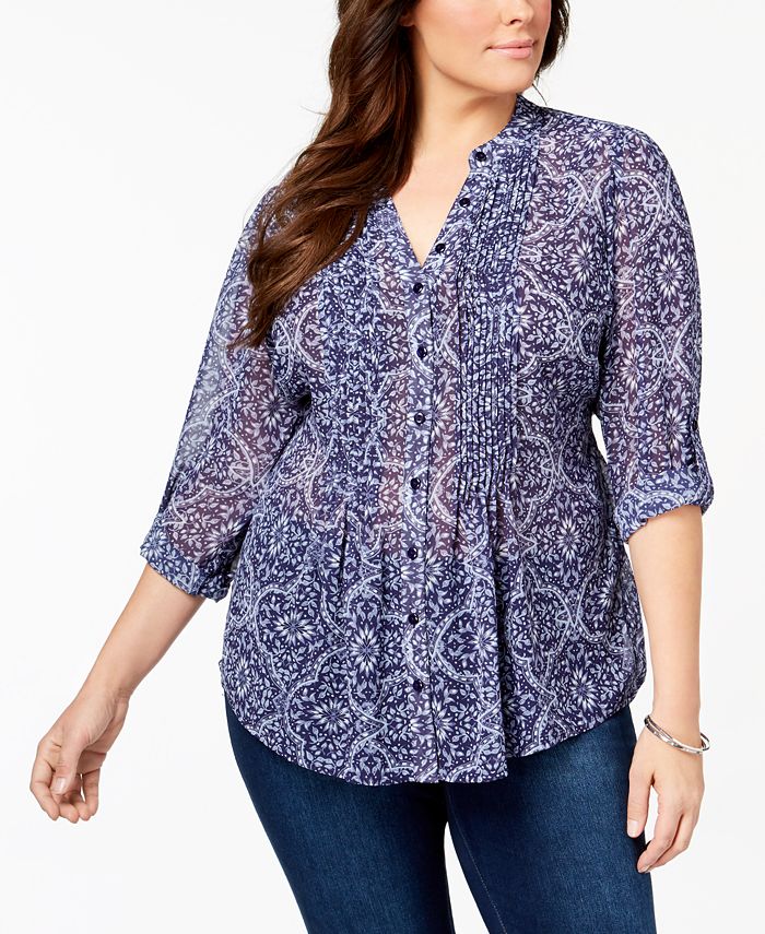 Style & Co Plus Size Pintucked Tunic, Created for Macy's - Macy's