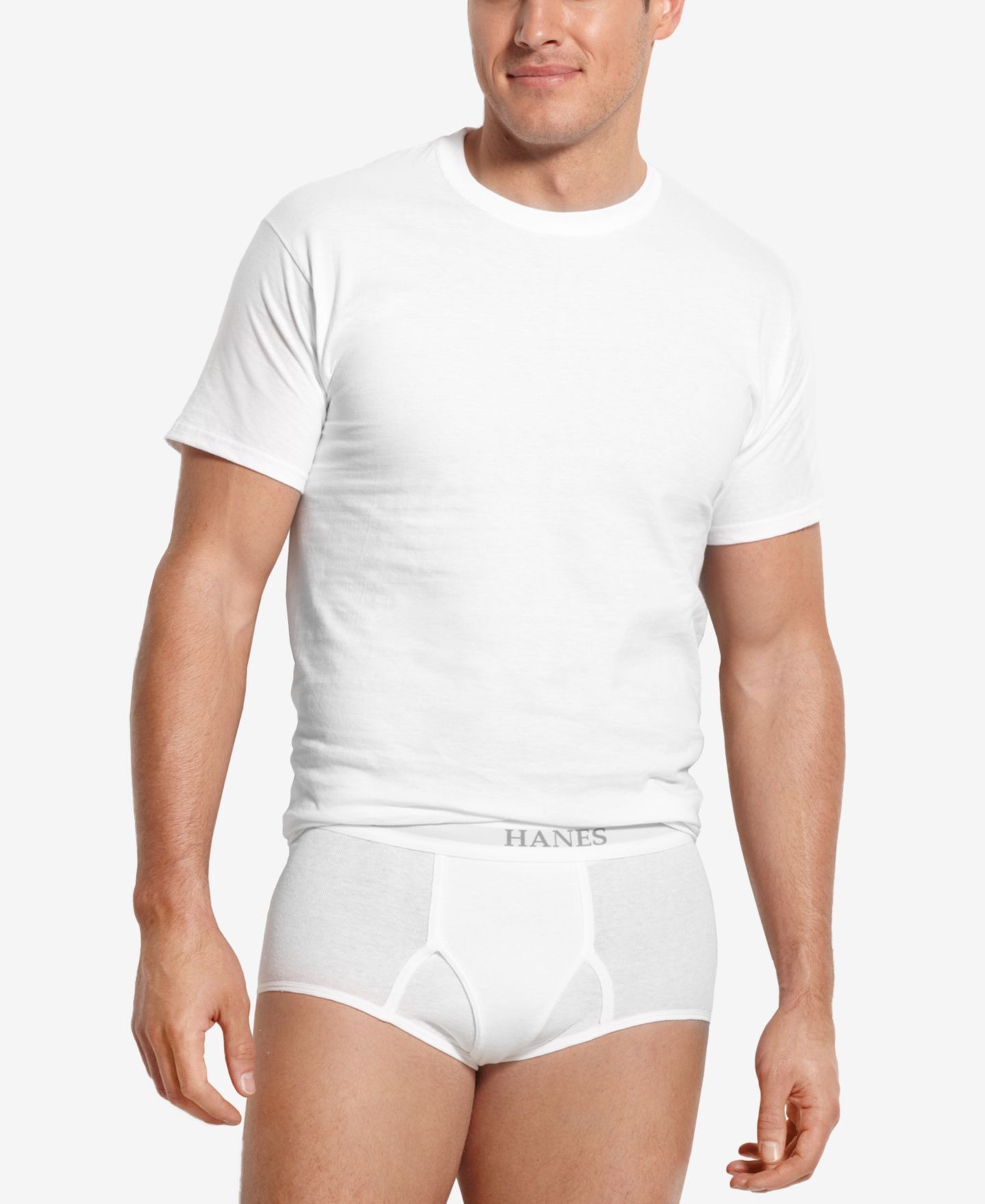 Мужская хлопковая майка Hanes Big & Tall с круглым вырезом, набор из 4 шт, цвет: Белый — фото 1