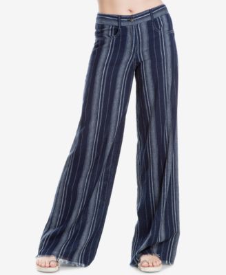 Max Studio London - Striped Frayed-Hem Wide-Leg Pants, Created for Macy's