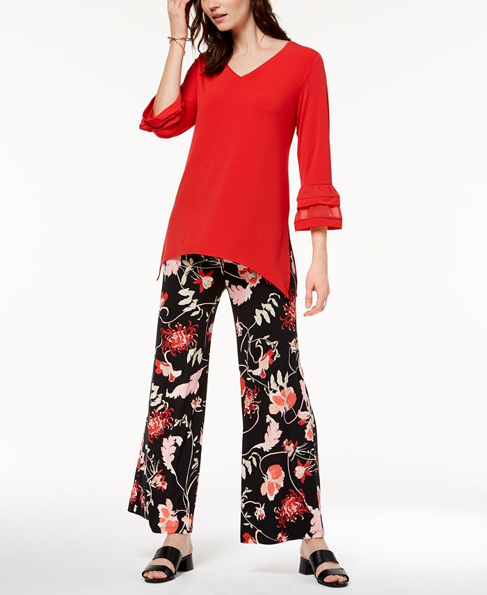 Alfani Bell-Sleeve Top u0026 Printed Palazzo Pants, Created for Macy's - Macy's