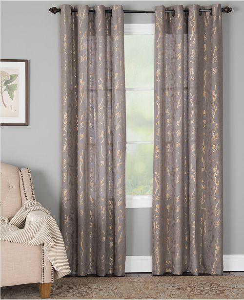 Miller Curtains Dana 50 X 63 Botanical Metallic Print Window
