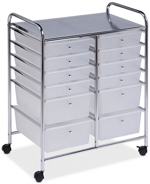 Honey Can Do Rolling Storage Cart and Organizer, 12 Plastic Drawers