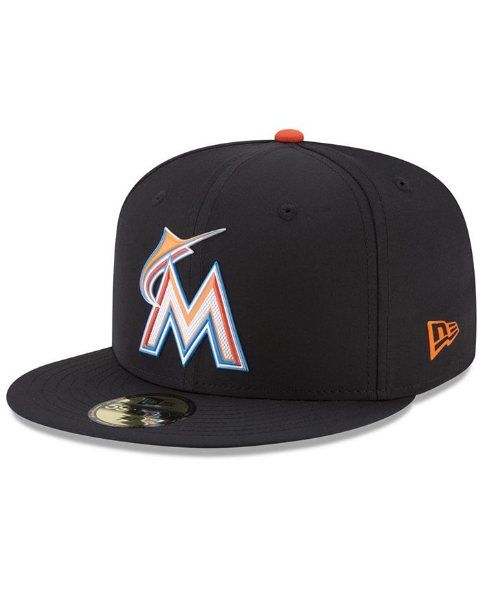 New Era Men's Miami Marlins Batting Practice Black 59Fifty Fitted Hat