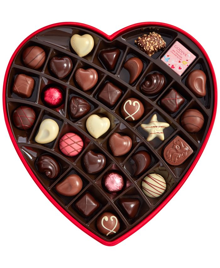 Godiva 37-Pc. Chocolates Fabric Heart Box - Macy's