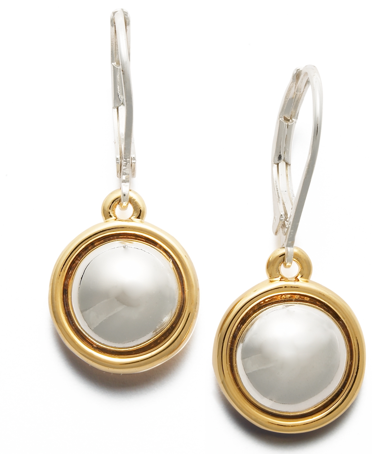 Lauren Ralph Lauren Two Tone Circle Drop Earrings In Gold,silver