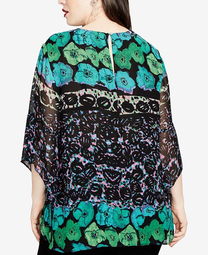 Rachel Roy Women's Plus Zip Hem Top Grey Size 2X