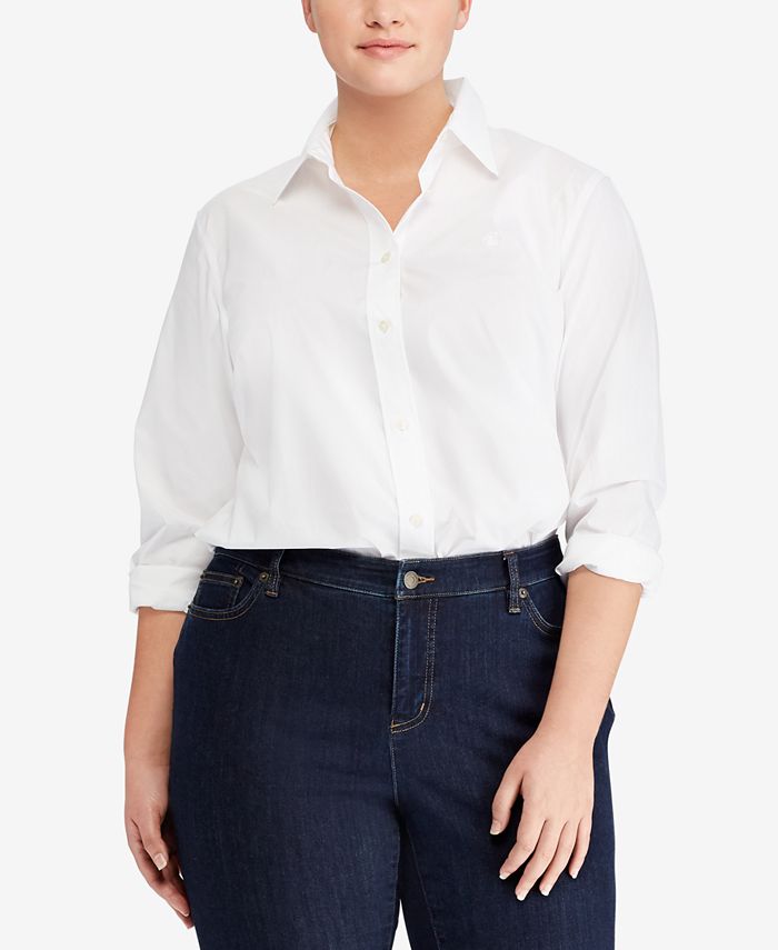 Lauren Ralph Lauren Plus Size Straight Fit Shirt & Reviews Tops Plus Sizes Macy's