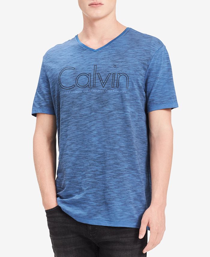 Calvin Klein Jeans Men's Scratch Logo-Print V-Neck T-Shirt - Macy's