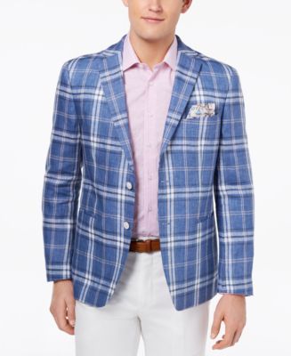 Tallia Orange Men's Modern-Fit Blue Plaid Sport Coat - Macy's