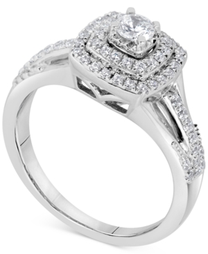 image of Diamond Square Halo Bridal Set (5/8 ct. t.w.) in 14k White Gold